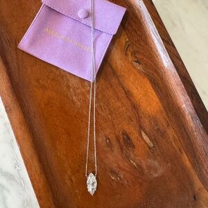 Melinda Maria Elegant Silver Necklace Marquise Diamonette Pendant New in Pouch